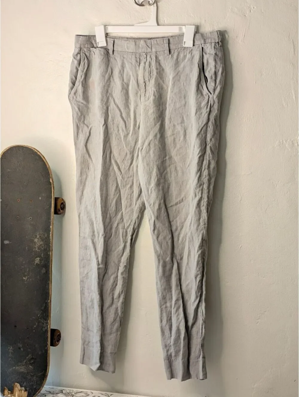J.Crew Bowery Linen Pants Size W34 L32 Light Gray
